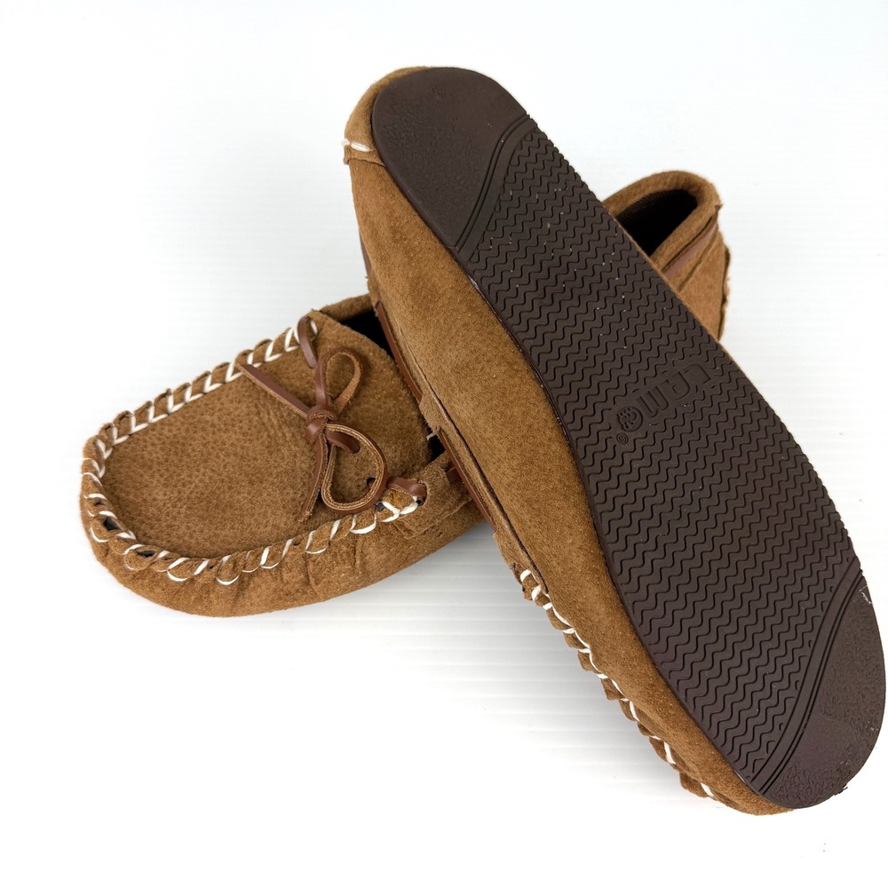 Lamo Womens Moccasin Slippers Chestnut Brown Suede Whipstitch Size 9.5 Comfort - Picture 10 of 13